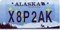 Alaska license plate with characters X8P2AK