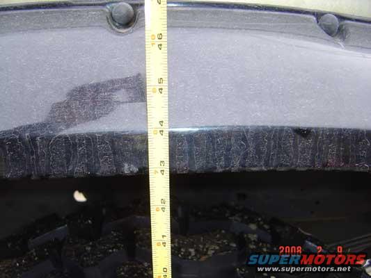 Before the rear lift it measured almost 43" to the bottom of the fender flare.