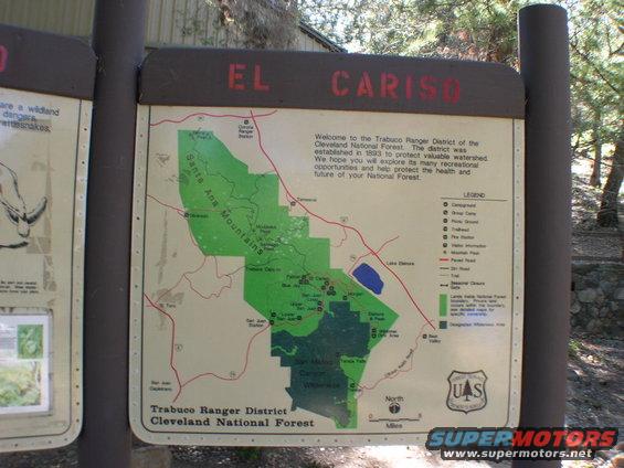El Cariso trail map sign for Trabuco Ranger District