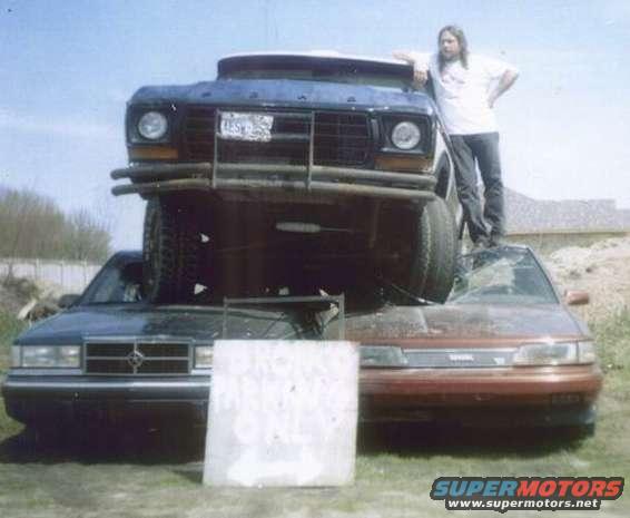 1 tough truck
2 flat cars and 
1 fun lovin Bronco owner