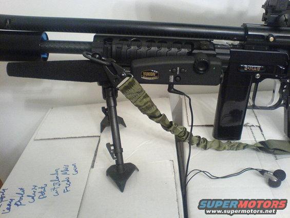 Paintball gun with bipod and Yukon night vision attachment