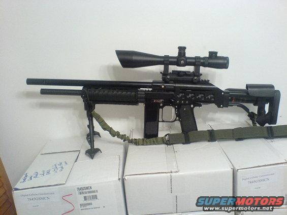 Sniper rifle with scope and bipod