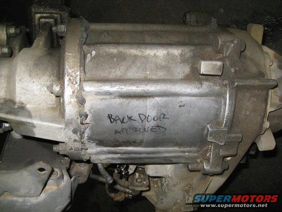 Differential housing with handwritten text 'BACK DOOR APPROVED'