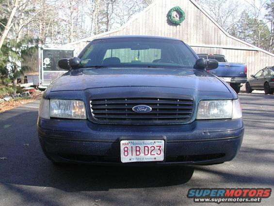 Dark blue 1999 Ford Crown Victoria front view with Massachusetts license plate