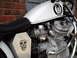 1978 Honda CB500T - Close-up of a custom motorcycle's engine and fuel tank, Misfits and skull decals.