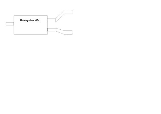 Diagram of a Flowmaster 40 series dual exhaust muffler