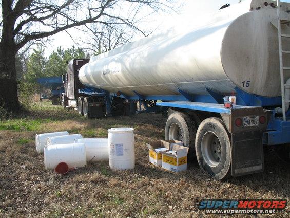 Crop duster watering hole. The tanker and truck are ours.