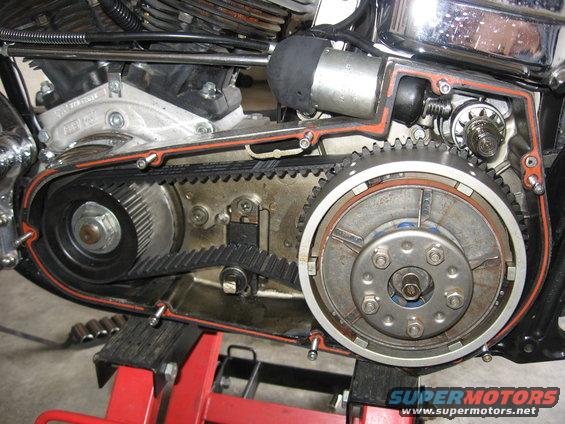 pics of installing a Revtech 5 spd in a 4 spd case with kicker into Shovelhead