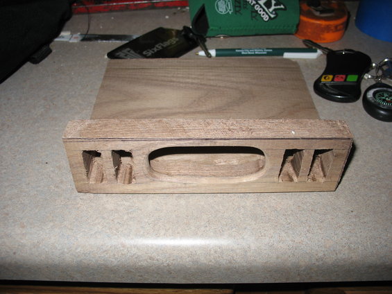 Wooden overhead console part with carved letters