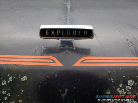 1979 Ford F-250 Explorer hood emblem with orange stripe