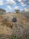 2008 International School Bus - A vehicle navigates a dusty, off-road trail surrounded by dry vegetation under a cloudy sky.