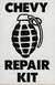 1992 Ford Mustang - This sticker reads 'CHEVY REPAIR KIT' and features a grenade illustration.