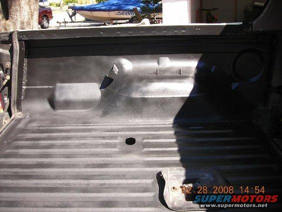 Interior of a truck bed with a spray-in liner. Date stamp reads 02.28.2008