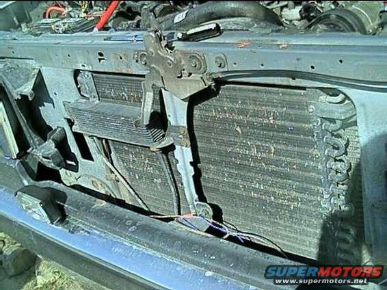 1989 Ford Bronco engine bay showing radiator and condenser