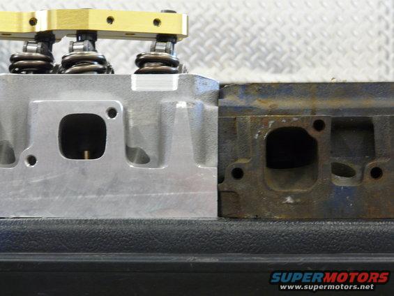 Difference in exhaust port location on CHI 3v 225cc vs stock 351c 4v port.