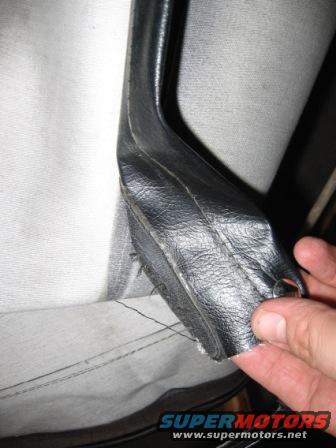 Interior of roof, left support arm snap flap in need of sewing