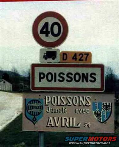 French road signs for Poissons and Avril
