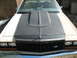 1985 Ford Crown Victoria LTD - The front of a 1985 Ford Crown Victoria LTD shows a black hood scoop and a black grille with a Ford emblem.