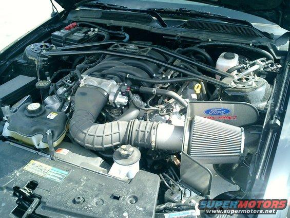 Ford Racing cold air intake system installed on an engine