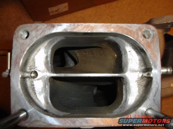 close-up of intake manifold port, shows internal runners