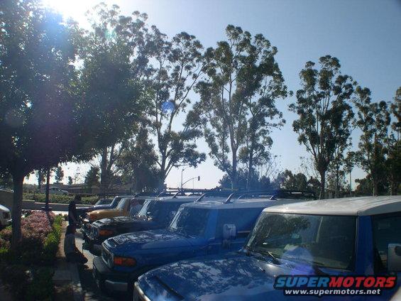 Blue 2007 Toyota FJ Cruiser parked in a row with other SUVs under a sunny sky