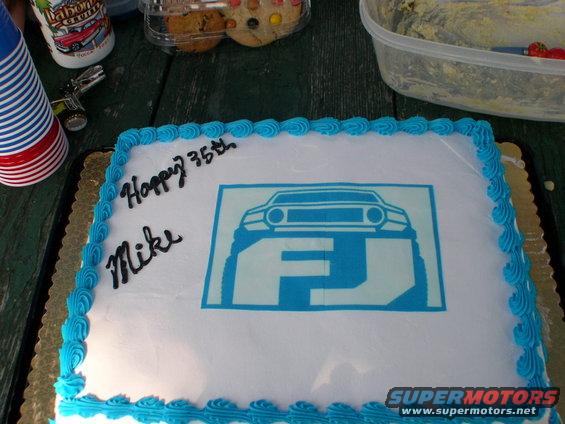 Cake with FJ Cruiser graphic and "Happy 35th Mike" text