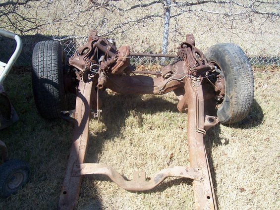 Front subframe with suspension and tires