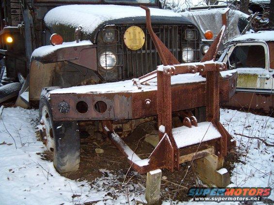 army-front-end.jpg Old army truck my other grandfather owns. Has a chevy gaser engine in it and the block has a hole in the side of it. Just waiting on something to happen to it.

Possible bronco bumper in the future maybe? :D