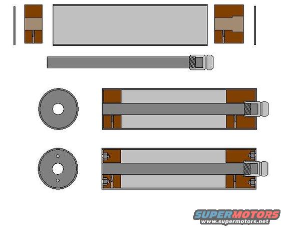 Diagram showing assembly of two cylindrical parts with bolts and washers