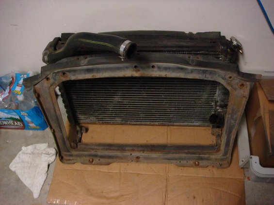 Radiator and support to be sanded, primed, and painted.