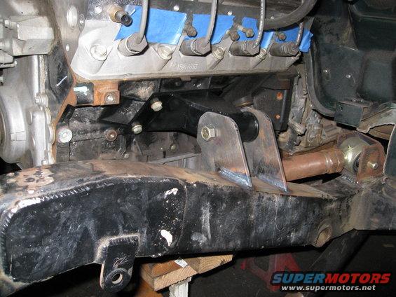 Engine mount bracket on a vehicle frame