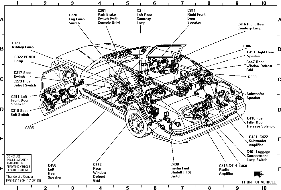 Diagram of a vehicle with callouts and labels