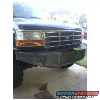 Custom metal front bumper on a 1992 Ford Bronco, obscuring the original grille