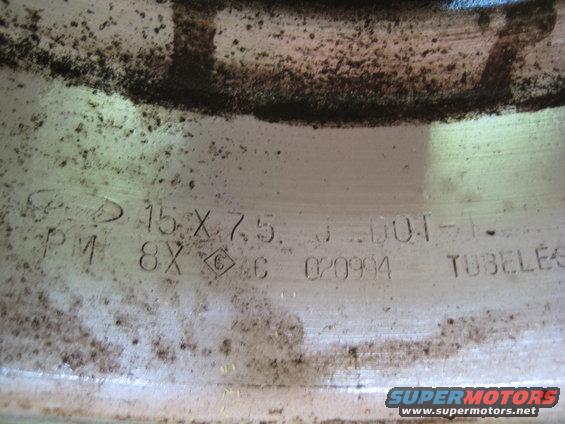 Wheel rim with markings 15x7.5J DOT-1, 8X, C, 020994, TUBELESS