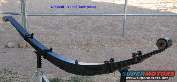 Black leaf spring on a stand, with text 'National 13 Leaf Race packs' above