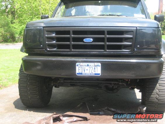 Black Ford Bronco front view with New York license plate EDV-7241