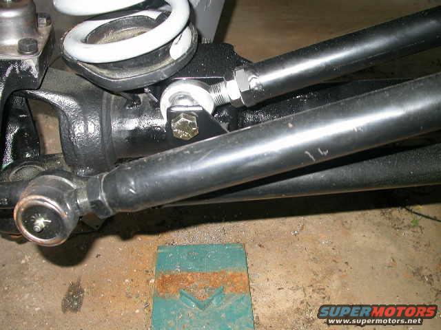 I should have taken a pic of this before I painted it because you really can't see it here, but the lower trac bar mount is welded on here.  I also added a fat gusset to reinforce it.