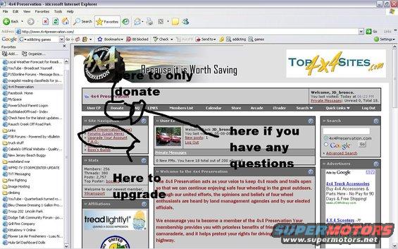 Screenshot of 4x4Preservation.com website with annotations
