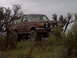 1990 Ford Bronco - A brown 1990 Ford Bronco is seen off-roading on a grassy hill, partially obscured by trees and brush.