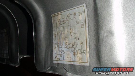 Vacuum routing diagram sticker on interior panel