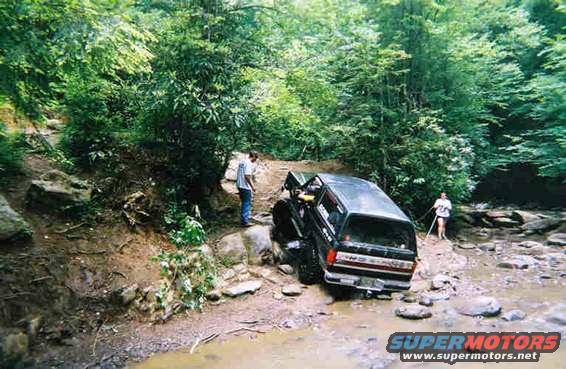 tell12.jpg This is Jim Wescot climbing the rock face at Fain's Ford, he didn't go the easy way.
