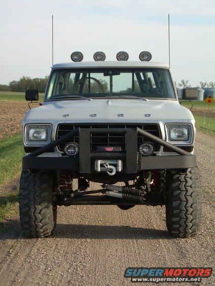 Made the bumper myself (added the guard/"catcher"), according to how I think a truck bumper should look and function.  Should stop a moose in its' tracks!
