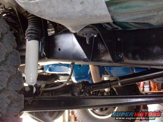 1978 Ford Bronco undercarriage, showing suspension, drive shaft, and fuel tank