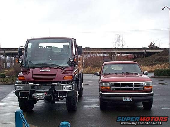 My Dads 94 EB sitting next to a brand new Freightliner Unimog. 