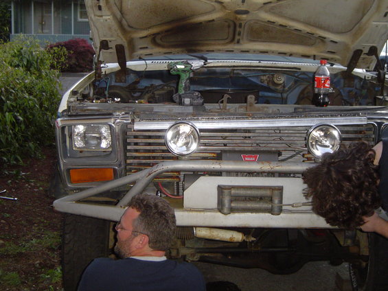 Todd and Nollen starting to take off the grille