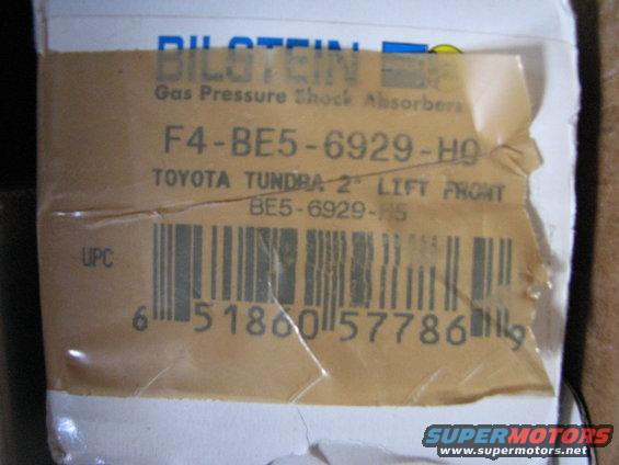Box for Bilstein F4-BE5-6929-HO shock absorbers for Toyota Tundra 2" lift front