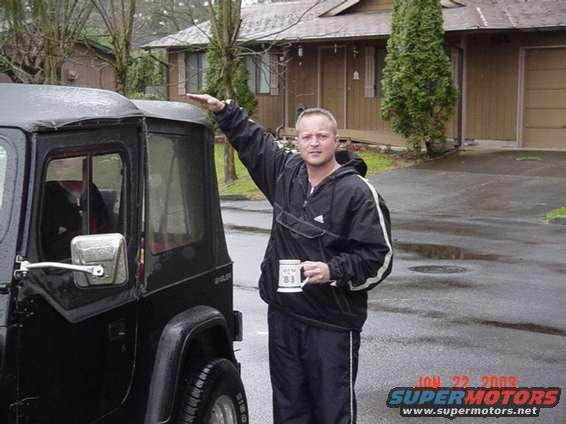 The Jeep is this high. Note ugly guy!