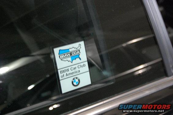 BMW CCA sticker on a car window