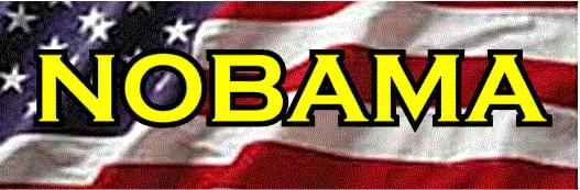 Bumper sticker with text NOBAMA on American flag