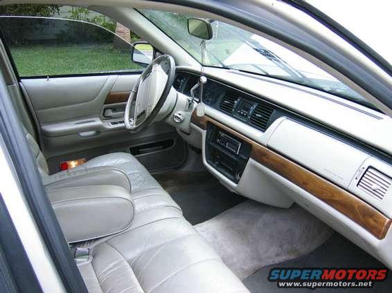 1992 Ford Crown Victoria interior showing leather seats, dashboard, steering wheel, and center console
